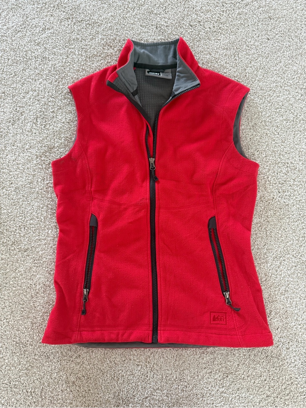 REI Women's Red Fleece Vest with Gray Accents